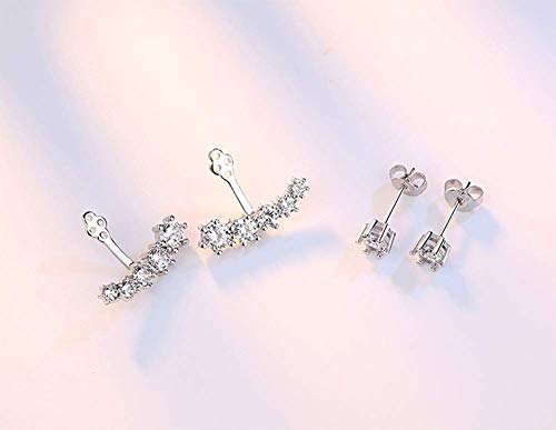 Ear Jacket Cuff Earrings Set Sterling Silver Front Back 2 in 1 with CZ Pearl4