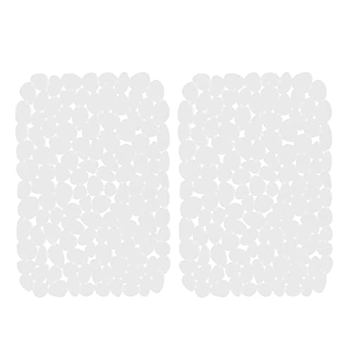 Zerodeko Sink Protector Clear Placemats 2pcs Pebble Sink Mat Modern Hollow Pebble Design Drying Cushions Mat Non Stemware Glasses Draining Pad for Home Kitchen Bathroom Wash Basin Sink Desk Protector
