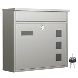 Wiltec Cassetta postale singola V12 in acciaio inox con finestrelle e vetrino portanome