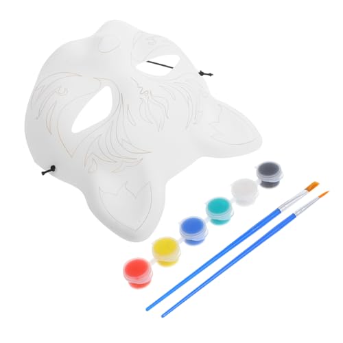 Cabilock DIY Paintable Cat Mask Plastic White for Halloween Season Parties