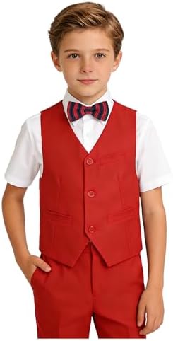 Boys Easter Outfit Kids Slim Fit Tuxedo Red Christmas Suits Size 7