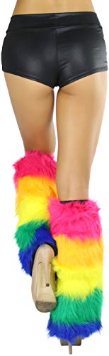 Image of ToBeInStyle Women's Faux Vibrant Fur Retro Daring 60' Inspired Ravewear Knee High Leg Warmers