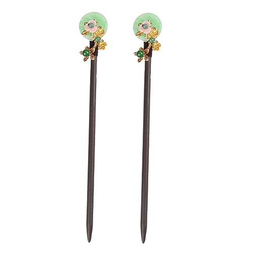 MUSISALY 2個 漢服かんざし ヴィンテージヘアフォーク 日本のヘアアクセサリー 中国のヘアピン 花髪箸 中国の髪 お団子ヘアクランプ ヘ ックヘアピン 中国のヘアアクセサリー 黒檀