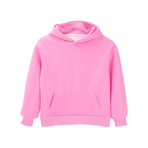 Kids Pullover Hoodies Plain Cute Hoodie Sweatshirts Oversized Thin Lightweight School Tops Clothes (Pink, 9-10 Years)