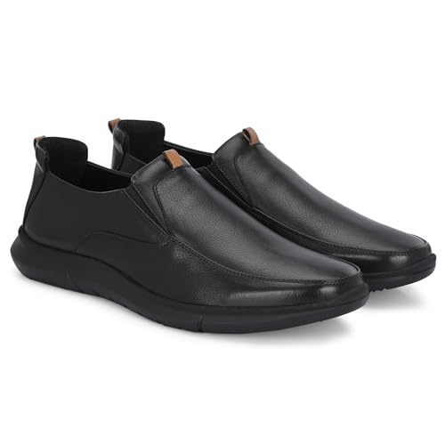Image of Blue Leather By Centrino Genuine Leather Men's Formal Slip on Loafers |Comfort Trendy Non Lace-Up Design |Flexible Mocassins |Leather with Anti-Skid Sole |Perfect for Office Wear & Formal Dress (3997)