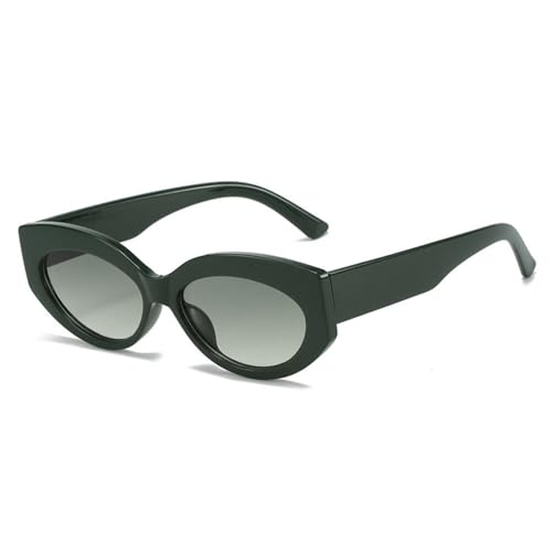 Lunettes de soleil œil de chat rétro LVTFCO vertes verres ovales protection UV400 pour femme