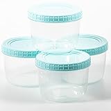 Kerafactum Mikrowellengeschirr Meal Prep Dosen Boxen Essensbox Mealprepdosen Essen Box Behhälter mit Deckel Easy Food Behälter Gefrierdosen runde Essensbehälter Container Bowl Geschirr 4 x 500 ml