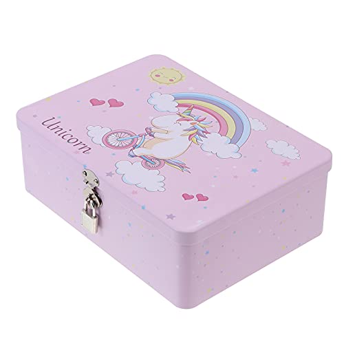 Cabilock Caja de Almacenamiento de Hojalata con Candado Lata de Estaño de Estilo Retro Chocolate Caramelo Té Café…