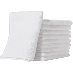 Furniture Clinic Confezione da 10 panni in microfibra – Senza pelucchi – Panni per la pulizia bianchi – Riutilizzabili e lavabili