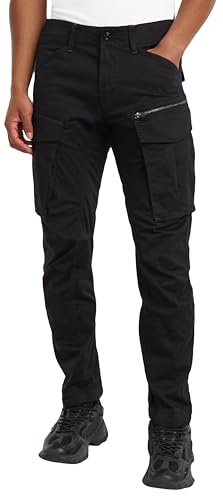 G-STAR Raw - Mens Rovic Zip 3D Regular Tapered Pants, Color Dark Black, Size: 34W x 38L