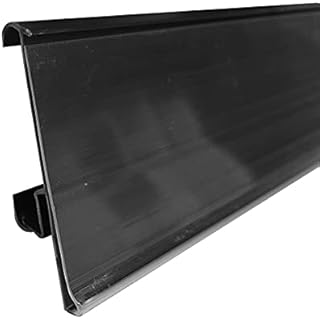 Shelf Label Holder for Metro Wire Shelving, 25 Pack Snap On 1.5â€H and 43â€L Shelf Strip Price Tag Holder for Wire Metal Shelf, PVC Plastic Clear Front/Black Back Sign Holder