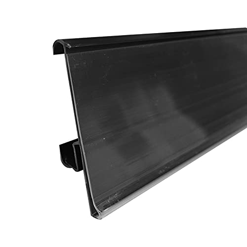 Shelf Label Holder For Metro Wire Shelving, 50 Pack Snap On 1.5”H And 43”L Shelf Strip Price Tag Holder For Wire Metal Shelf, Pvc Plastic Clear Front/Black Back Sign Holder #TOP12