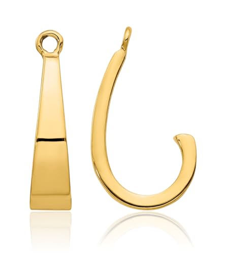 14K Solid Yellow Gold J Hoop Earring Jackets for Studs