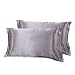 WONGS BEDDING Federe in Raso Grigio per Capelli e Pelle, Accogliente Antirughe, Confezione da 2 Fodere per Cuscino, 60% Seta + 40% Microfibra, 50 x 75 cm