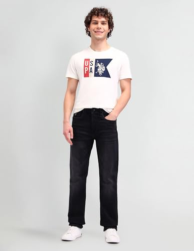 Image of U.S. Polo Assn. Harold Slim Straight fit Black Jeans UDJEN1416