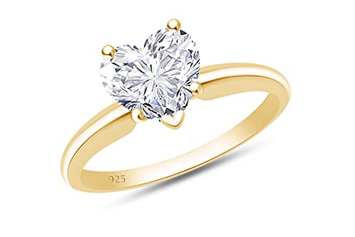 Jewel Zone US Heart Cut White Cubic Zirconia Anniversary Solitaire Ring in 14k Gold Over Sterling Silver (0.75 Carat)2