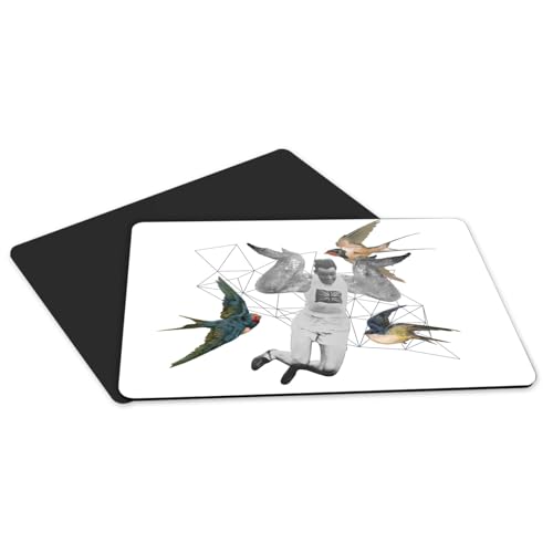Lot de 4 sets de table grand format blanc dessous en caoutchouc - 5