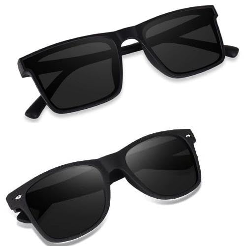 LAVISHABLE UV Protection Sunglasses for Men & Women | Matte Black Square Style Goggles for Outdoor, Travel, Driving & Daily Use | Stylish Unisex Eyewear for All Face Types (PACK OF 2)