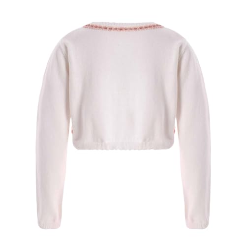 JEYPINMI Toddler Girls Knitted Bolero Cardigan Button Closure Cropped Sweaters Tops Party Dress Cover Up2