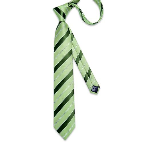 Image of DiBanGu Mens Tie Silk Plaid Striped Necktie and Pocket Square Cufflinks Tie Clip Set with Gift Box Formal Wedding Party