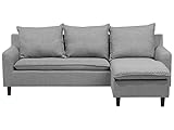 Beliani Modern Fabric Corner Sectional Sofa Polyester Solid Wood Legs Light Grey Elvenes