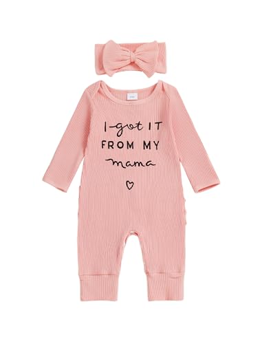 Seyurigaoka Going Home Outfit Baby Girl Newborn Daddy's Girls Clothes Rib Knit Romper Jumpsuit Preemie Hospital Outfits