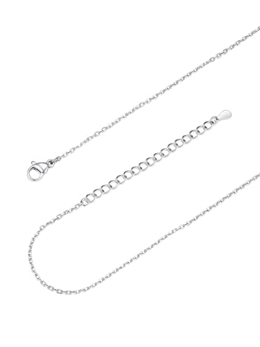FOCALOOK Collar Mujer Cadena Fina Rolo Acero Inoxidable 316L para Colgante 1.4mm 18 Pulgadas Regalo Madre Hija Amiga