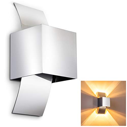 Hofstein Applique murale Kapstadt Up & Down, applique murale en aluminium chromé, spot mural 1 ampoule, 1 x G9, spot mural avec effet lumineux, ampoule(s) non incluse(s)