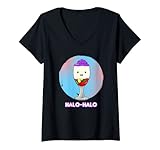 Mujer Filipinas Filipino Halo Dulce Postre Caramelo Helado Camino Camiseta Cuello V