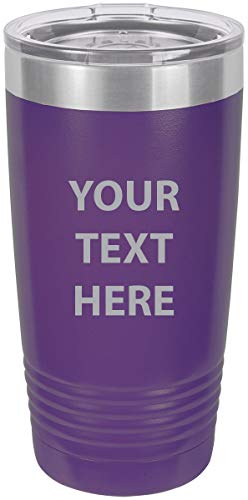 Personalized Add Your Custom Text Insulated Stainless Steel Tumbler 20 Oz Travel Coffee Mug Customizable Purple