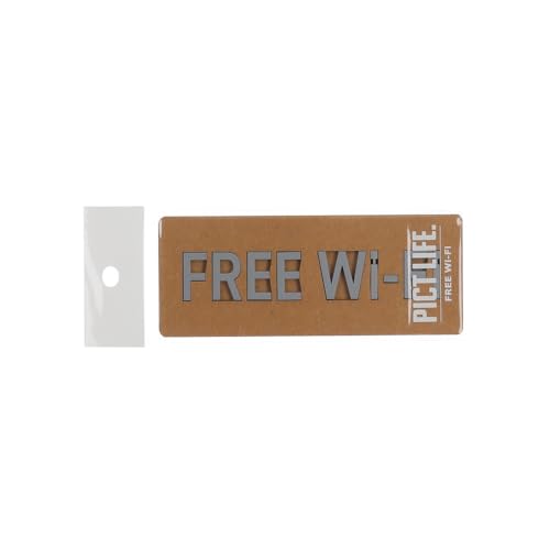 TQOOL 表札 プレート 裏両面テープ付き アクリル 日本製 PICT LIFE. FREE Wi-Fi グレー 1枚入 19x127mm 24802