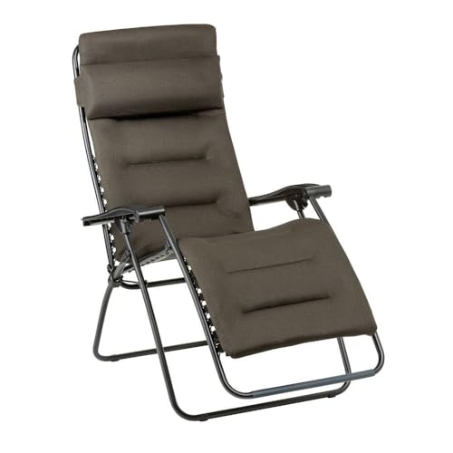 LAFUMA MOBILIER - Gepolsterter Relaxsessel Zero Gravity RSX CLIP - Klappbare Liege für Garten & Innenbereich - Widerstandsfähiges AirComfort-Gewebe - Vielseitiger, Höchster Komfort - Braun Taupe