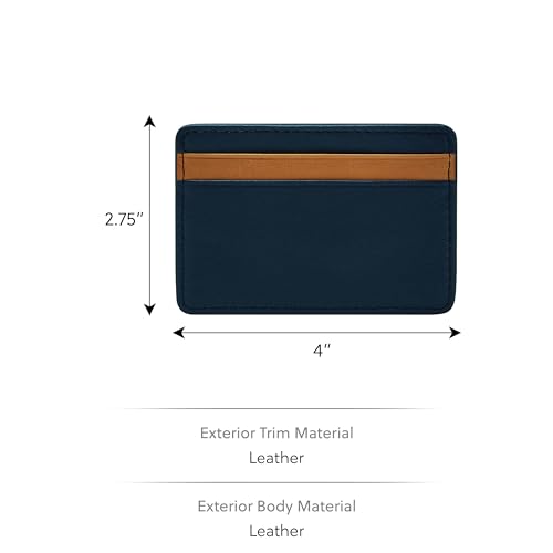 Image of Fossil Men's Steven Leather Slim Minimalist Card Case Wallet, Insignia Blue /Camel (Model: ML4395545)