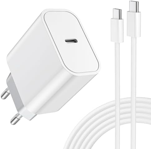 25W USB C Ladegerät, Schnellladegerät Stecker mit 2M USB C Kabel Ladegerät für iPhone 17 16 15 Pro Max Plus, iPad Netzteil, Samsung Galaxy S25 S24 Fast Charger USBC PD 3.0 Power Ad