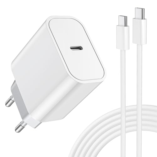 25W USB C Ladegerät, Schnellladegerät Stecker mit 2M USB C Kabel Ladegerät für iPhone 17 16 15 Pro Max Plus, iPad Netzteil, Samsung Galaxy S25 S24 Fast Charger USBC PD 3.0 Power Adapter Ladestecker
