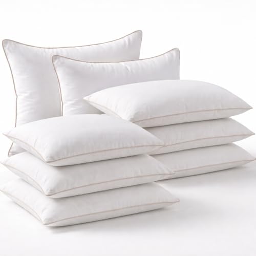 Image of VAS COLLECTIONS Cloud Cotton Pillows Set of 8 | Soft Fluffy Adjustable Sleeping Pillows 27x16 Inch | White | Piping Edges | Bed Pillow for Neck Support & Comfort (Pack of 8)