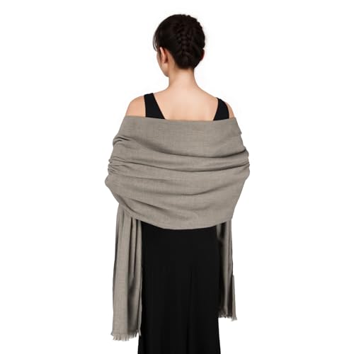 Grand châle pashmina femme pour robe de soirée mariage hiver café