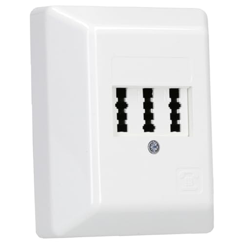 Rutenbeck Aufputz TAE-Anschlussdose/Telefondose NFN für 1x Telefon + 2x Nebenstellen (Fax, AB, Modem) 3x6 polig 6 Schraubkontakte reinweiß 10210109