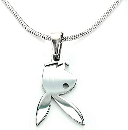 Ann Claridge Upside Down Playboy Bunny Necklace, on 18In Snake