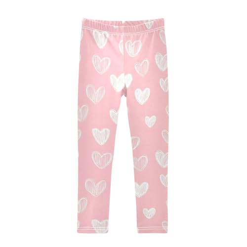 Wusikd Hearts White Girls' Leggings Toddler Doodles Kids Yoga Pants Dance Active Tights 4T