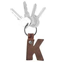 Hide & Drink Thick Leather Alphabet Letter Keychains Handmade Bourbon Brwon (K)