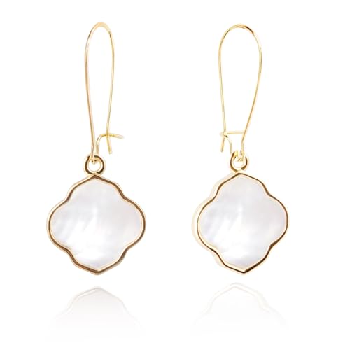 Earrings for Women14K Gold Drops Dangle Pendant Natural Stone Natural shell of Pearl Earrings Handmade Premium Quality Jewelry are the Gift for Mom,Wife and Girlfriend