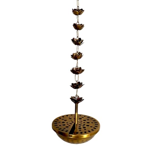 Image of Flower Hanging insence Burner | Dhuna Loban Burner Dhooni Dhoop Dhuni |Hanging Dhoop Batti Agardan Hanging Decor (Pack of 1) (Brass Antique)