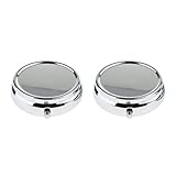 Material: Metall perfeclan 2 Stk Reise Metall Pill Box Pillendose Tablettenbox Pillenbox Tablettendose Medikamentenbox, für Unterwegs und Zuhause - 3 Slots