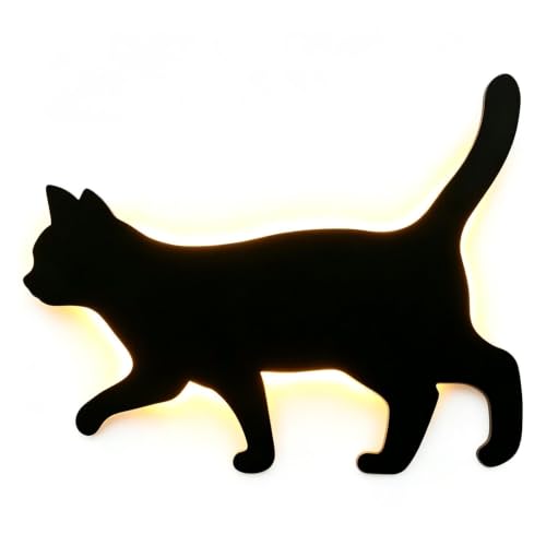 Lámpara de pared de gato con luz ambiental y sensor acústico para habitación 6