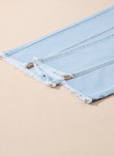 Image of Sidefeel Women's Jeans High Waisted Wide Leg Loose Fit Straight Leg Zimbaplatinum Cropped Denim Pants