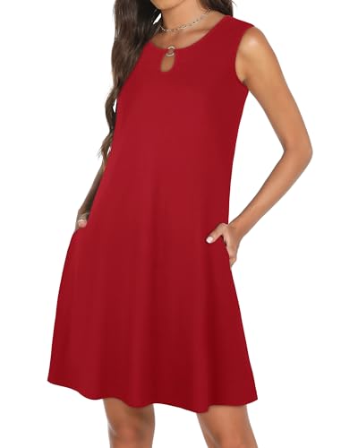 Image of Summer Dresses for Women 2026 Casual Sleeveless Sundress Floral Loose Fit Beach Cover Up with Pocket