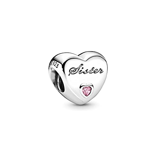 Wedanor Donna Ciondolo Cuore di sorella lucido Argento 925 Colgantes con Zirconia cubica per Charm Bracciale