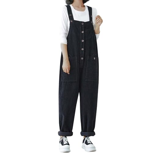 Salopette en velours côtelé pour femme combinaison ample casual style boyfriend grand taille