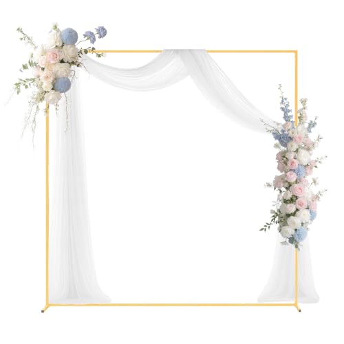 VEVOR Arch Backdrop Stand, 6.6 x 6.6 ft, Stable Structure, Easy Assembly, Square Gold Metal Arch Backdrop Stand for Wedding, Birthday Party, Graduation, Holiday Celebration, and Ceremony Decoration by VEVOR - Used condition - CA$33.76